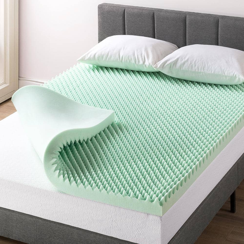 MELLOW 3 in. Twin Egg Crate Memory Foam Mattress Topper with Aloe Vera Infusion