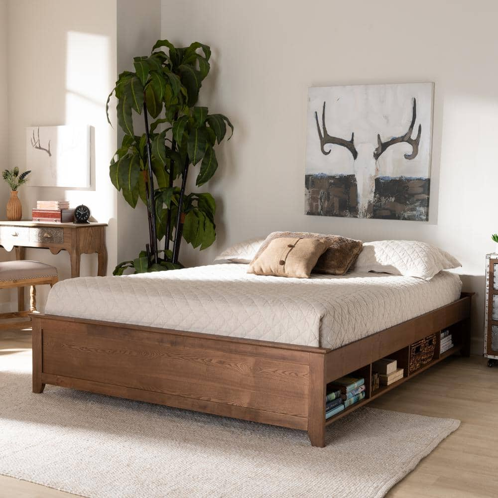 Baxton Studio Anders Ash Walnut Queen Platform Bed Frame