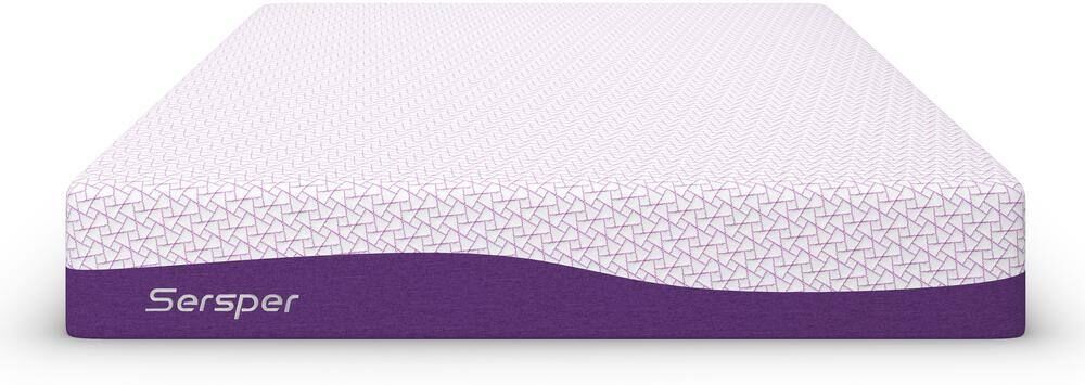 Sersper Purple King size Medium Firm Memory Foam 12 in. Bed in a box Mattress