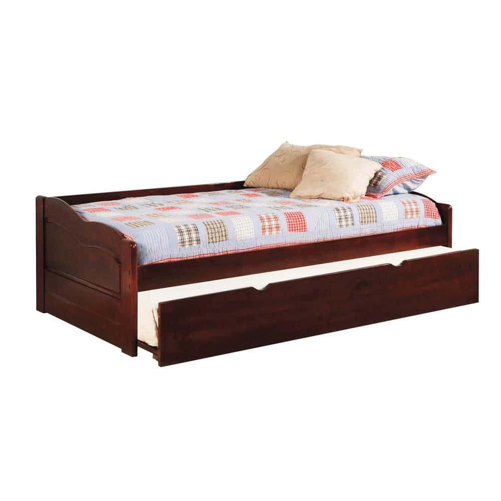 Furniture of America Ruskin Cherry Twin Daybed with Trundle and Care Kit