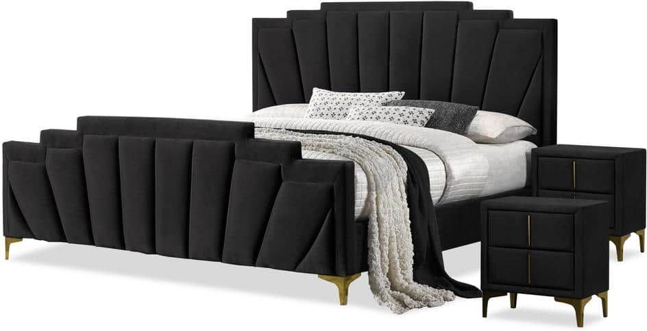 Furniture of America Cedarbrook 3-Piece Black with Care Kit Metal California King Bedroom Set