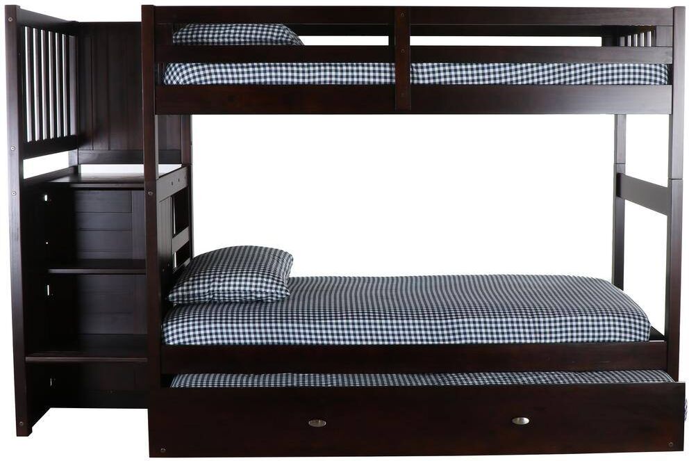 OS Home and Office Furniture Mission Espresso Brown Twin Bunk Bed with Trundle