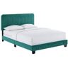 MODWAY Celine Teal Channel Tufted Performance Velvet Twin Bed