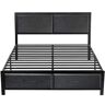 VECELO Metal Bed Frame Black Metal Frame Full Size Platform Bed with Rustic Country Style Wooden Headboard and Footboard