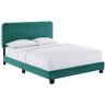 MODWAY Celine Teal Channel Tufted Performance Velvet Queen Platform Bed