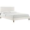 MODWAY Yasmine White Channel Tufted Performance Velvet Frame King Platform Bed