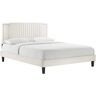 MODWAY Zahra White Channel Tufted Performance Velvet Frame Twin Platform Bed