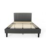 Noble House Agnew Contemporary Modern Queen-Size Charcoal Gray Fully Upholstered Platform Bed Frame with Button Tufting