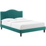 MODWAY Juniper Teal Channel Tufted Performance Velvet Twin Platform Bed