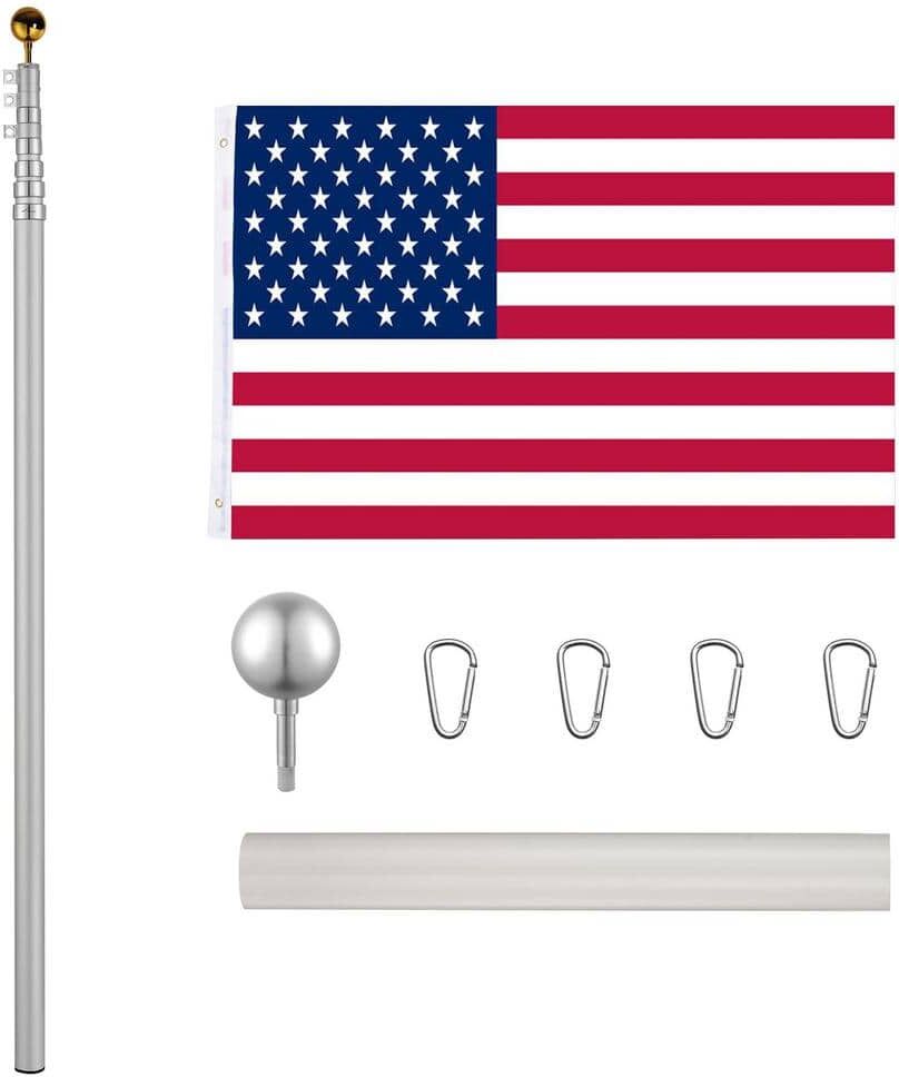 Sudzendf 30 ft. Aluminum Flag Pole with US Flag and Ball