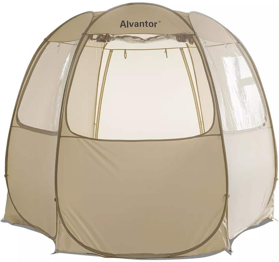 Alvantor 10 ft. x 10 ft. Beige Pop Up Canopy Vendor Booth Tent for Commercial Activity, Hexagon Pop Up Gazebo