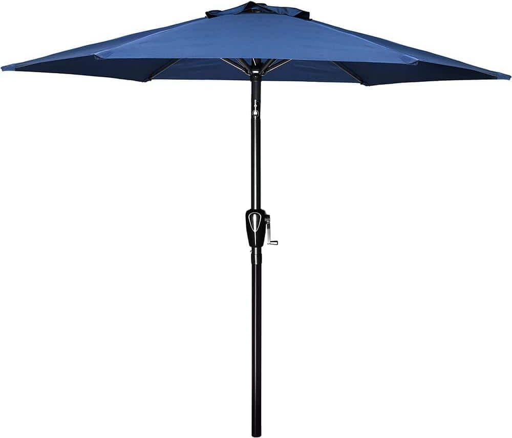 Tenleaf 7.5ft Aluminum Patio Outdoor Table Market Yard Umbrella with Push Button in Blue