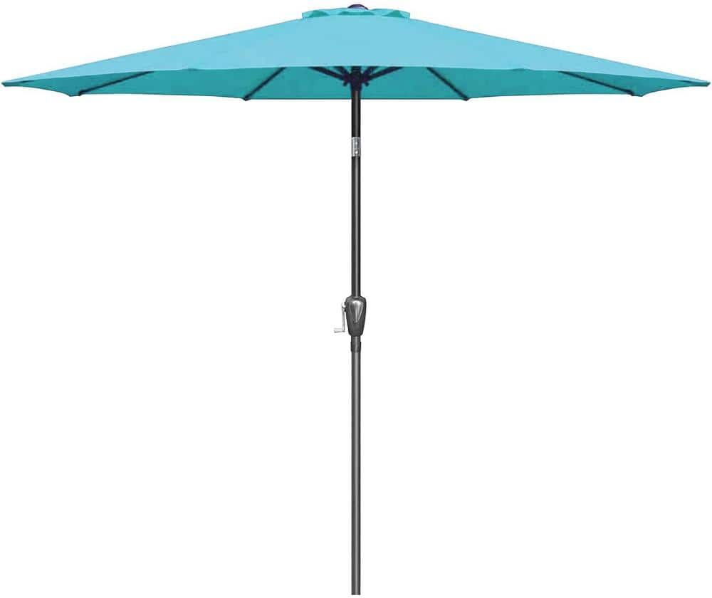 cenadinz Simple Deluxe 9' Patio Umbrella Outdoor Table Market Yard Umbrella with Push Button Tilt/Crank 8 Sturdy Ribs Turquoise