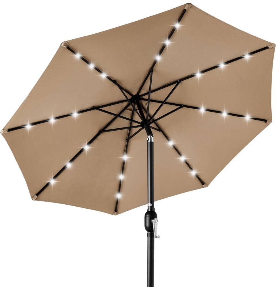 Best Choice Products 10 ft. Market Solar LED Lighted Tilt Patio Umbrella w/UV-Resistant Fabric in Tan