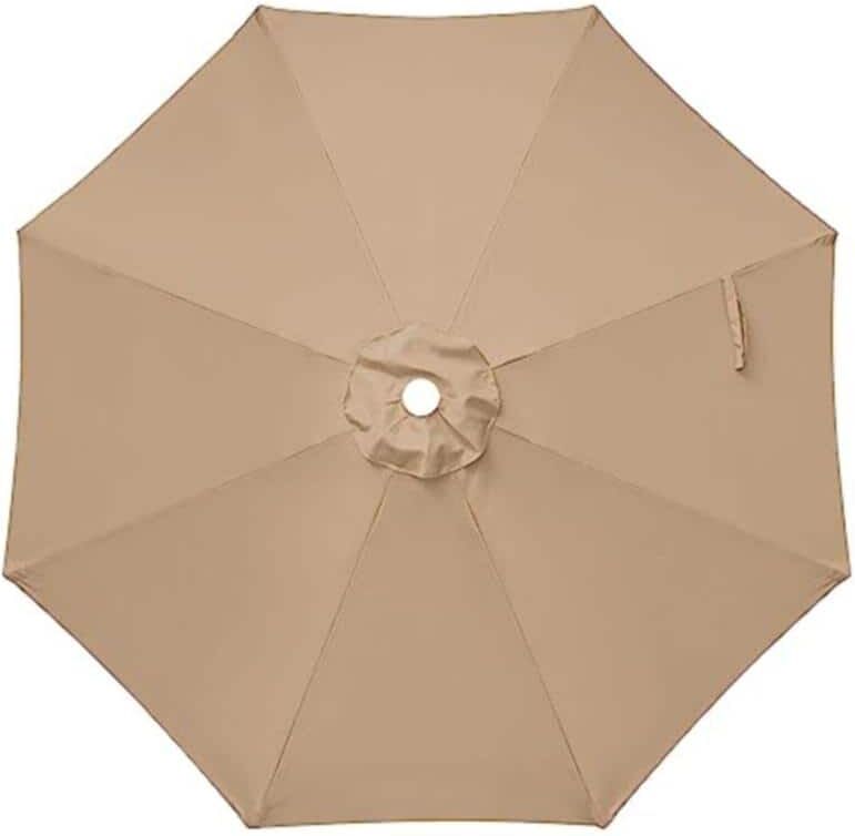 Zeus & Ruta 9 ft. Tan Patio Umbrella Replacement Canopy Outdoor Table Market Umbrella Replacement Top Cover for Garden, Patio