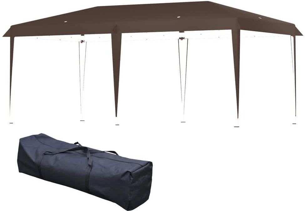 Outsunny 19 ft. x 10 ft. Heavy Duty Pop Up Coffee Canopy with Sturdy Frame, UV Fighting Roof, Carry Bag for Patio, Backyard