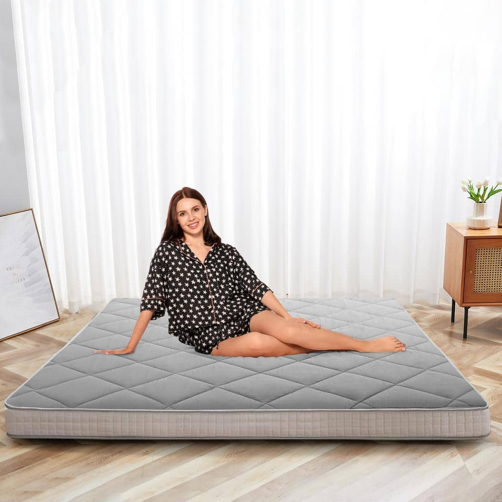 BOZTIY Futon Mattress, 39 in. x 4 in.  Cushion 1-Piece Deep Seating Outdoor Floor Mattress Cushion Corner Set Gray Cush