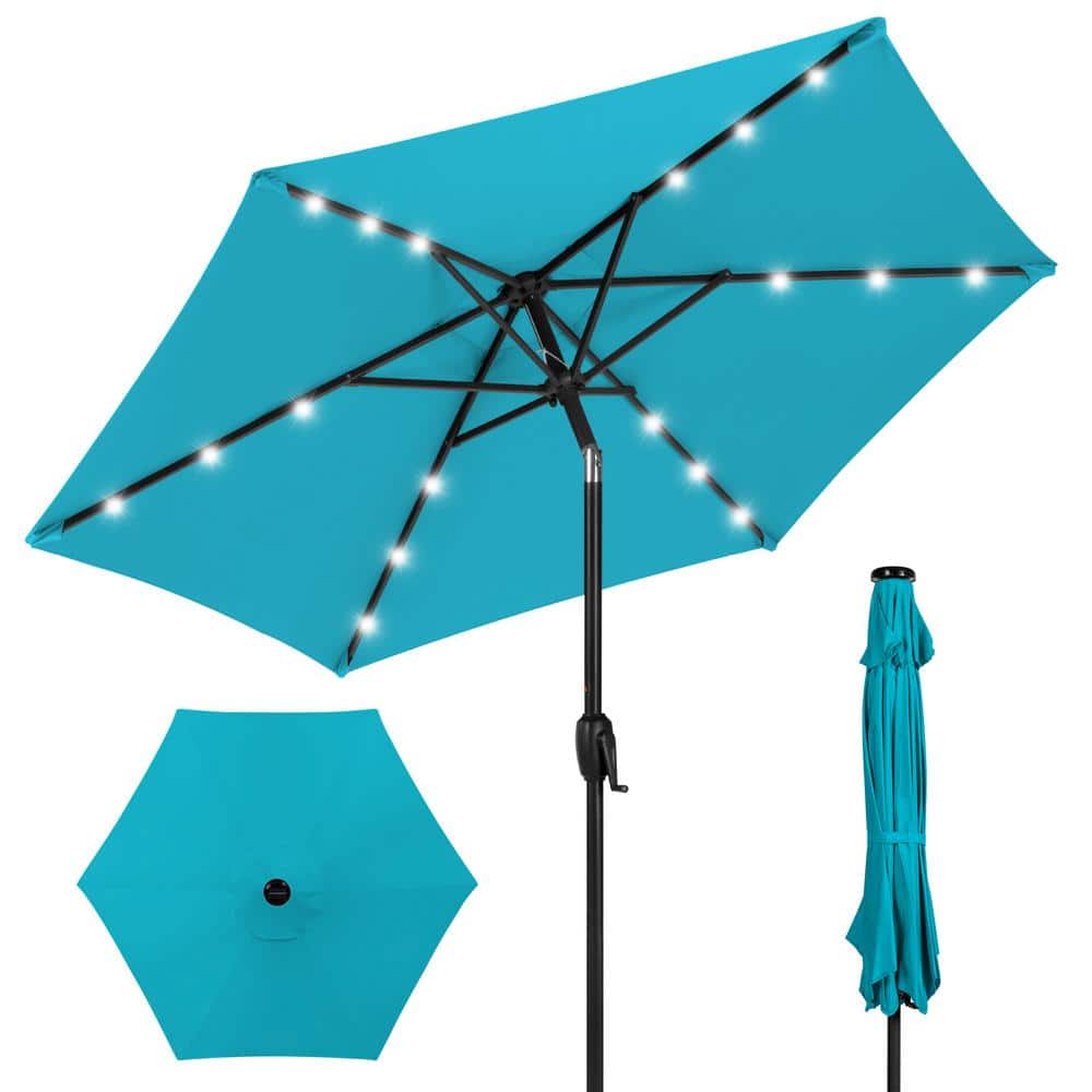 Best Choice Products 7.5 ft. Outdoor Market Solar Tilt Patio Umbrella w/LED Lights in Sky Blue