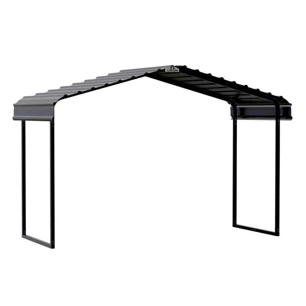 Arrow 12 ft. W x 6 ft. D x 7 ft. H Charcoal Galvanized Steel Carport, Car Canopy and Shelter
