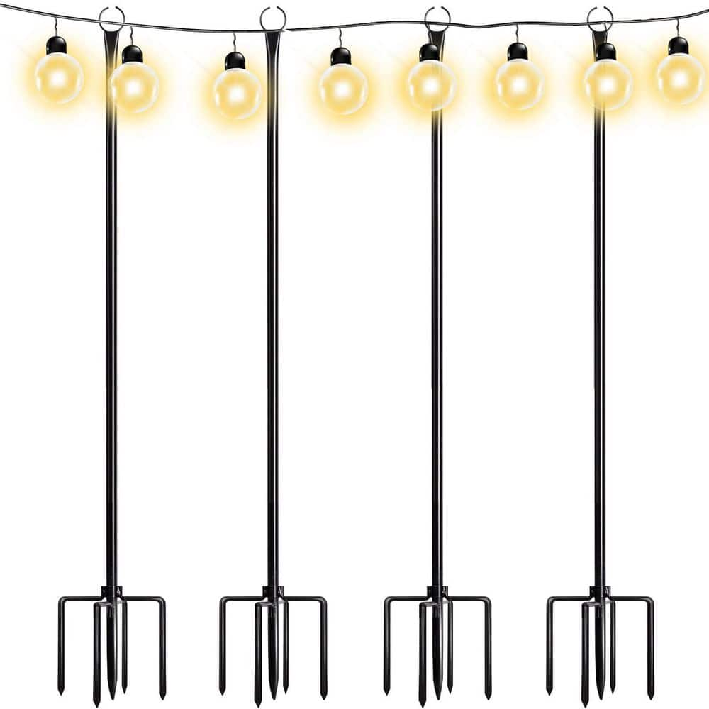 WaLensee 9.4 ft. Outdoor String Light Poles for Patio, Garden, Yard Flagpole 4 Pack