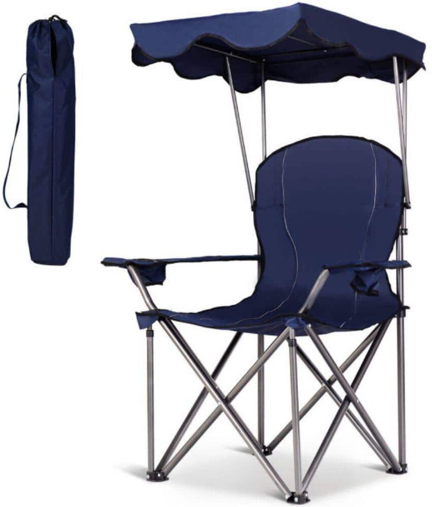 SUGIFT Portable Folding Beach Canopy Chair with Cup Holders