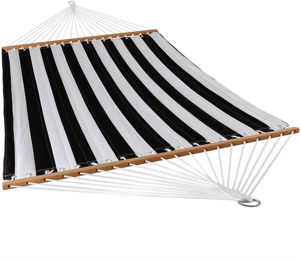 Sunnydaze Decor 11-3/4 ft. Quilted Double Fabric 2-Person Hammock in Black and White