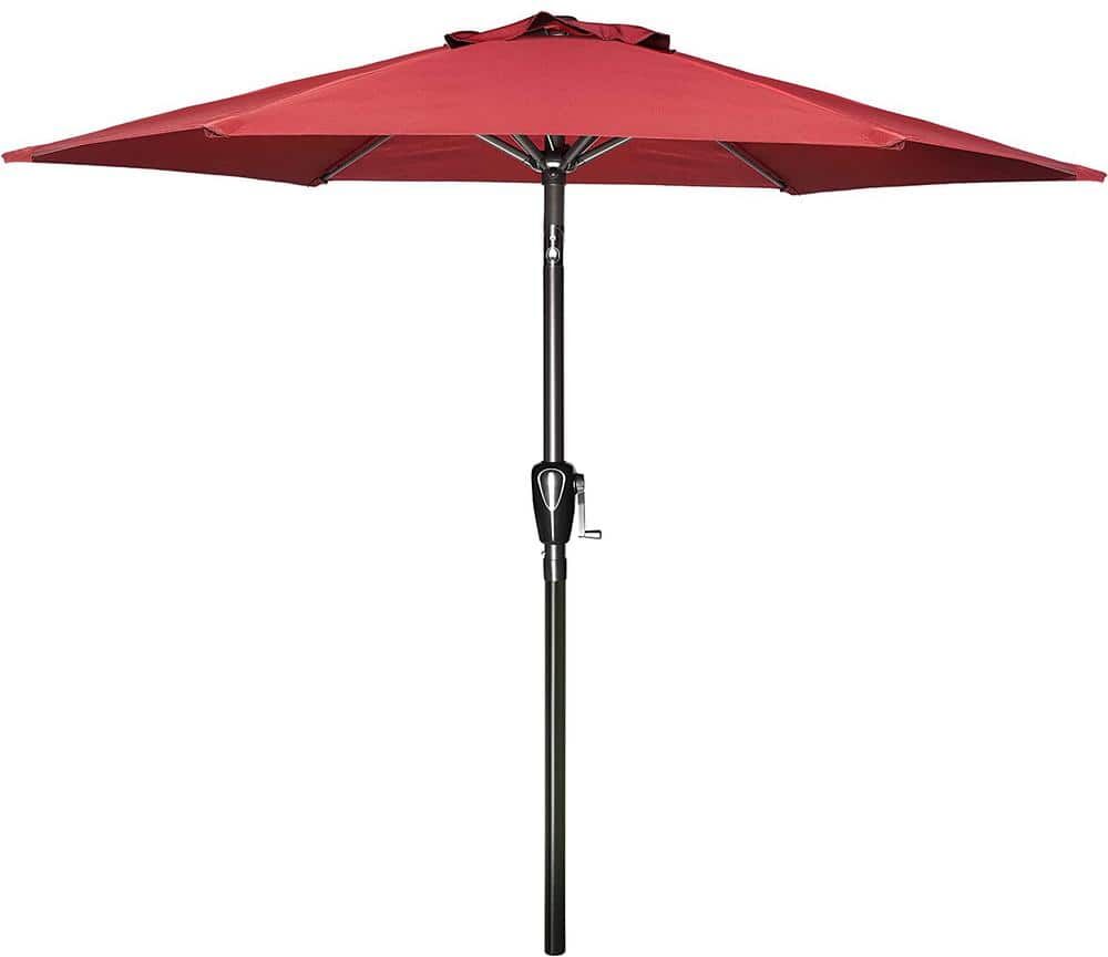 Otryad 7.5 ft. Patio Outdoor Table Market Yard Umbrella with Push Button Tilt/Crank, 6 Sturdy Ribs for Garden, Deck, Backyard