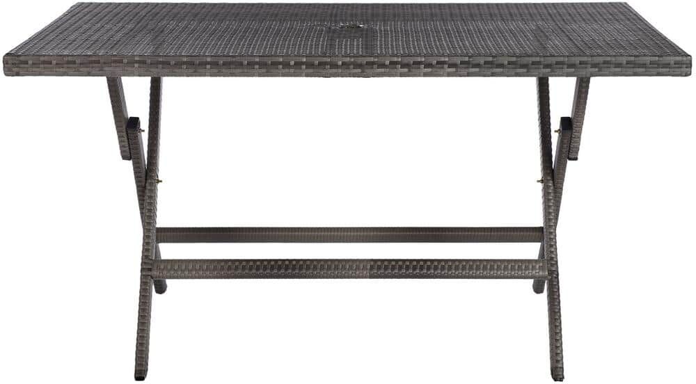 SAFAVIEH Akita Gray Folding Rattan Outdoor Dining Table