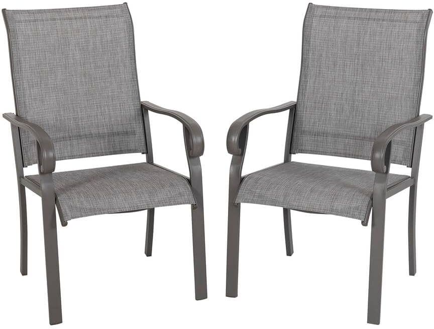 Nuu Garden Light Gray Textilene Metal Outdoor Patio Chairs (2-Pack)