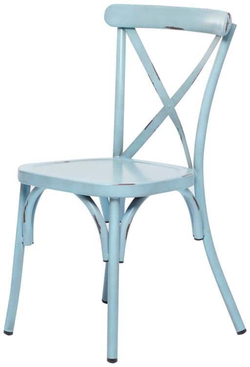 Litton Lane Blue Metal Farmhouse Outdoor Dining Chair (Set of 2)