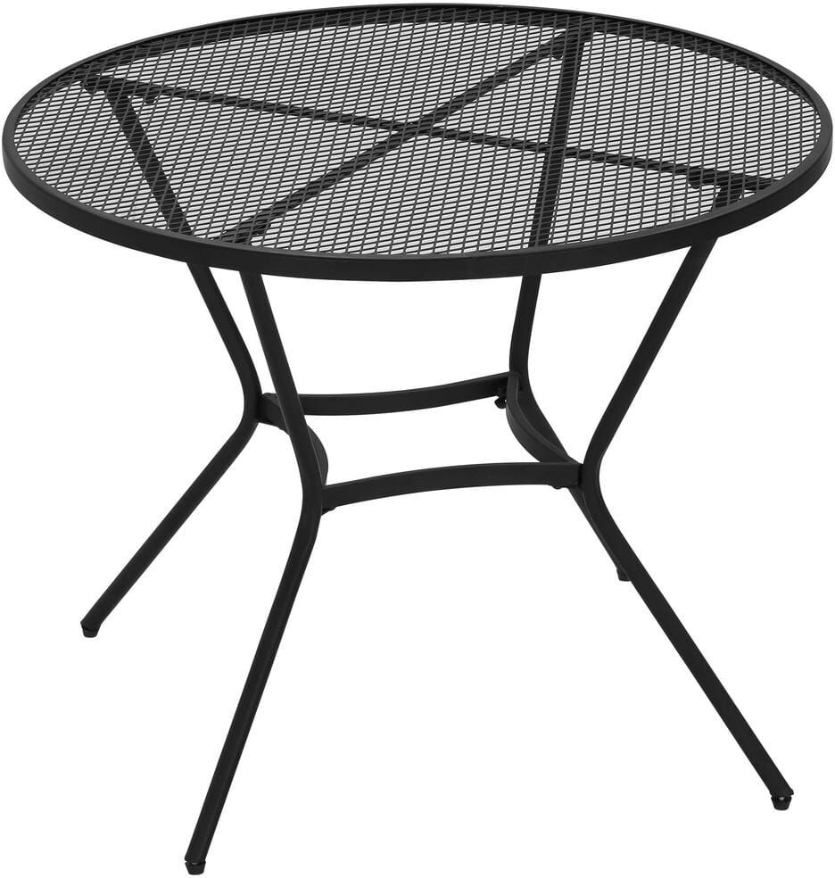 Outsunny Black 35 in. Round Metal Outdoor Dining Table with Mesh Tabletop