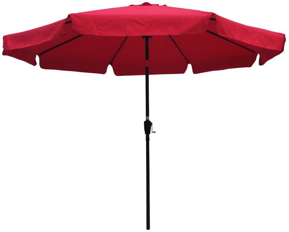 TIRAMISUBEST 10 ft. Steel Market Patio Umbrella in Red