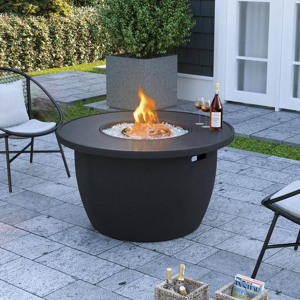 OVE Decors Vicenza Dark Charcoal Round Outdoor Fire Table