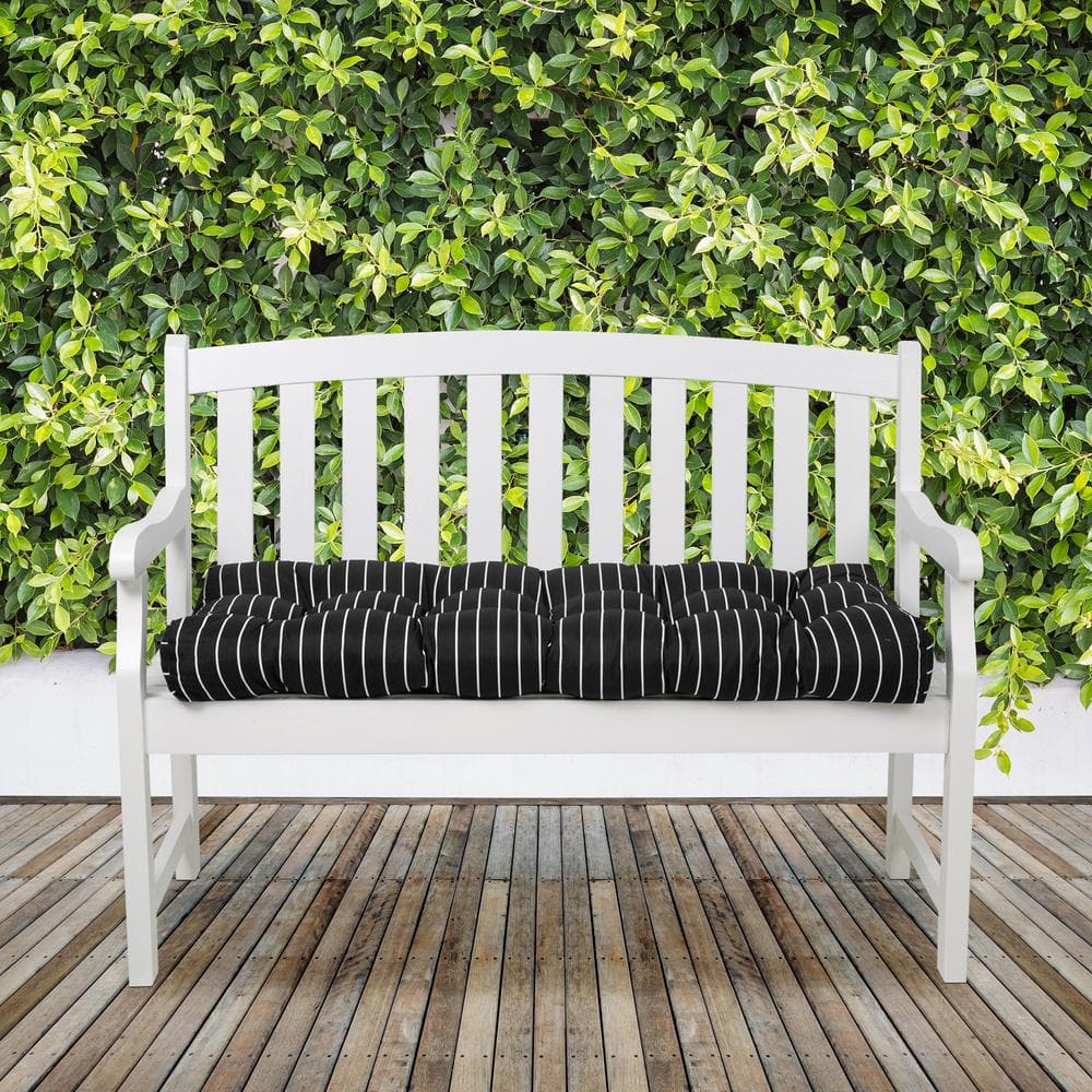 Classic Accessories 48 in. W Rectangular Patio Bench Cushion in Black Ink, Stripe