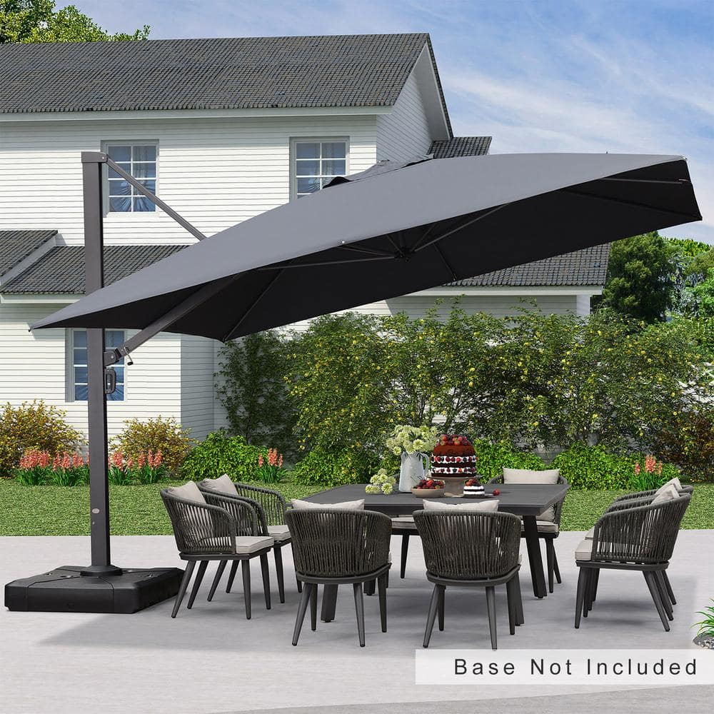 PURPLE LEAF 12 ft. Square Patio Umbrella Aluminum Large Cantilever Umbrella for Garden Deck Backyard Pool in Gray