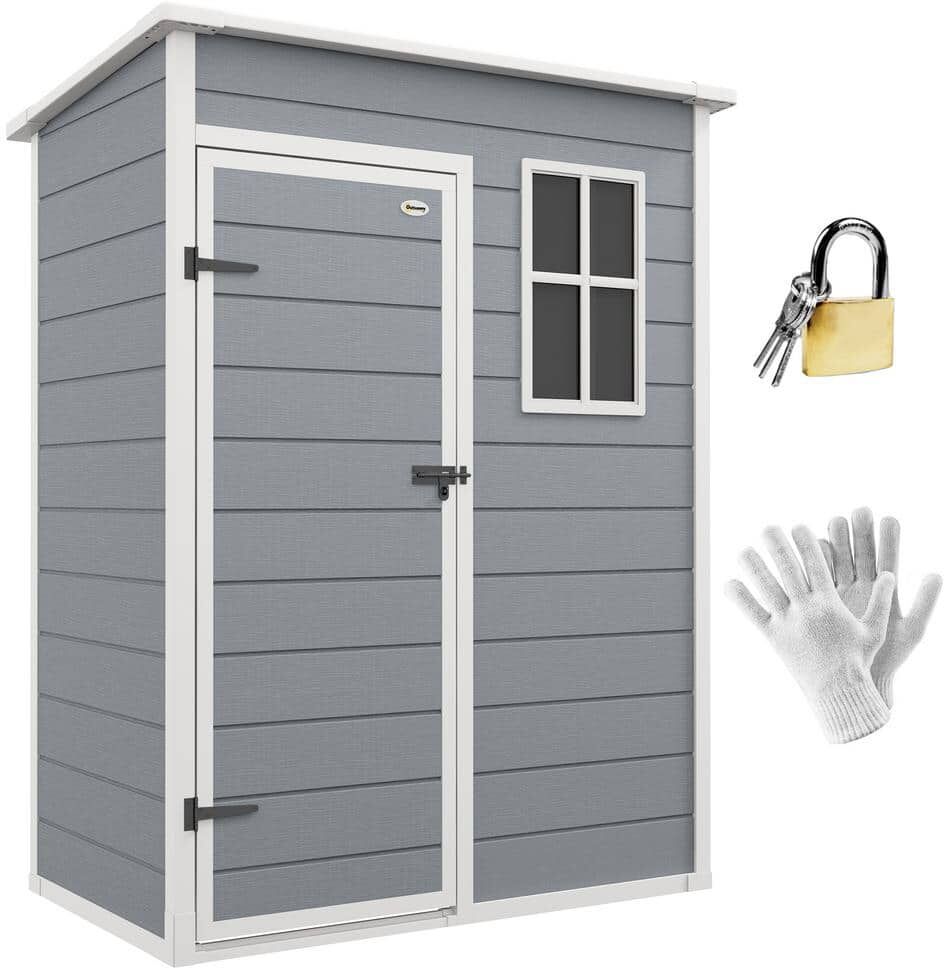 Outsunny 5 ft. W x 3 ft. D Metal Garden Storage Shed with Door, Lock, Vent (15 sq. ft.)