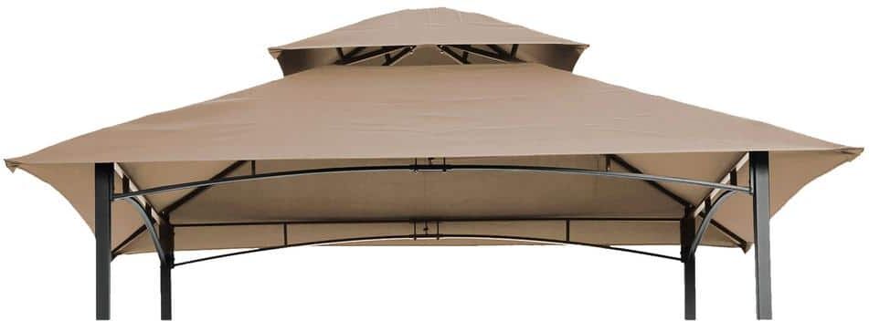 8 ft. x 5 ft. Outdoor Grill Gazebo Canopy Replacement Gazebo Roof Double Tiered Outdoor BBQ Roof Cover, Beige