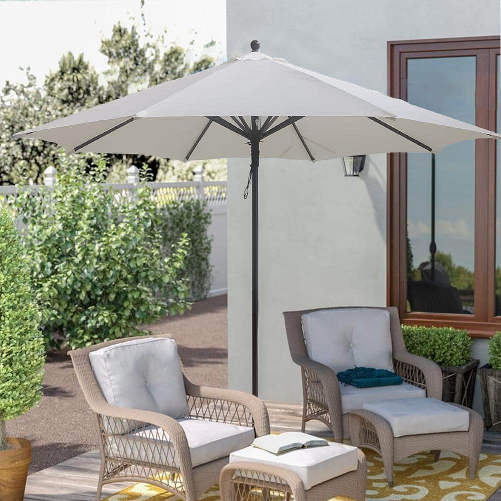 Flynama 12 ft. Outdoor Aluminum Pole Market Patio Umbrella in White