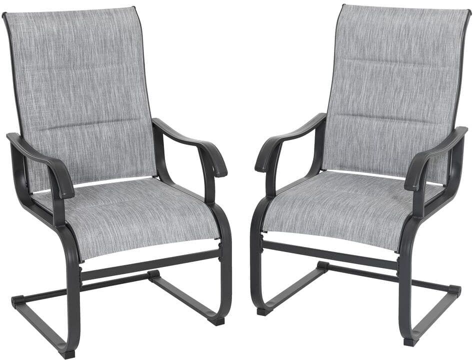 Nuu Garden Light Gray Textilene Iron Outdoor Patio Dining Chairs (2-Pack)