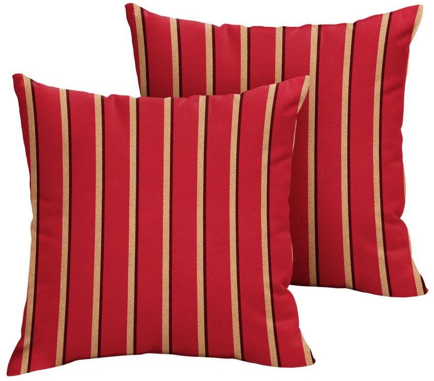 SORRA HOME Sunbrella Harwood Crimson Outdoor Knife Edge Throw Pillows (2-Pack)