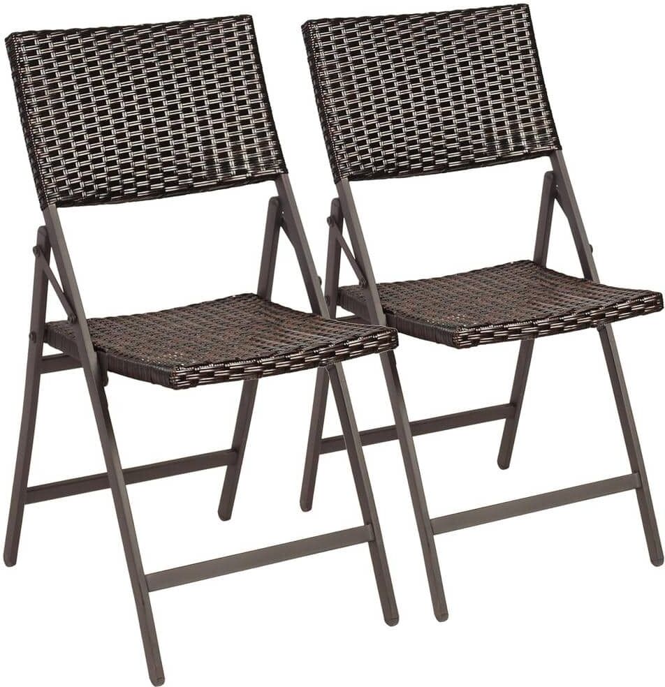 Costway Folding Wicker Outdoor Lounge Chair