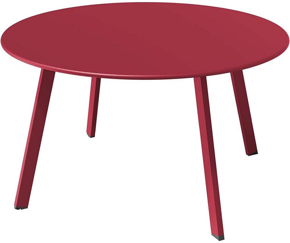 Red Metal Round Coffee Table