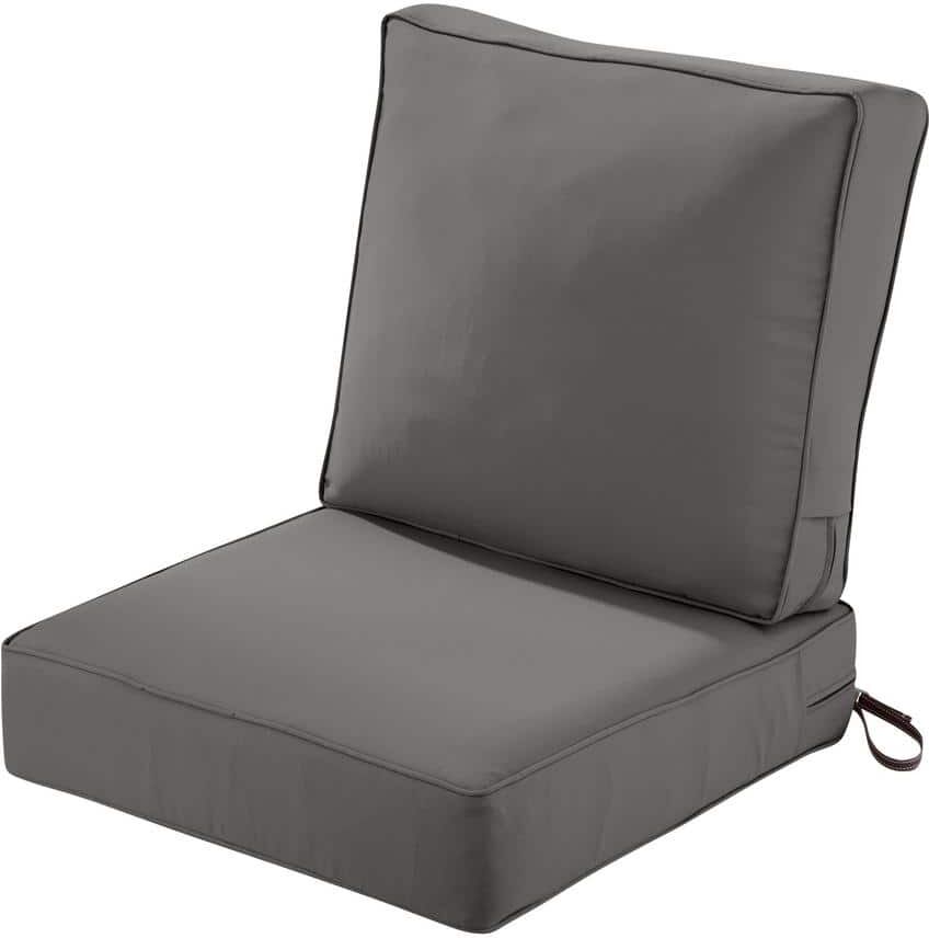 Classic Accessories 23 in. W x 23 in. D x 5 in. T (Seat) 23 in. W x 22 in. H x 4 in. T (Back) Outdoor Lounge Cushion Set in Light Charcoal