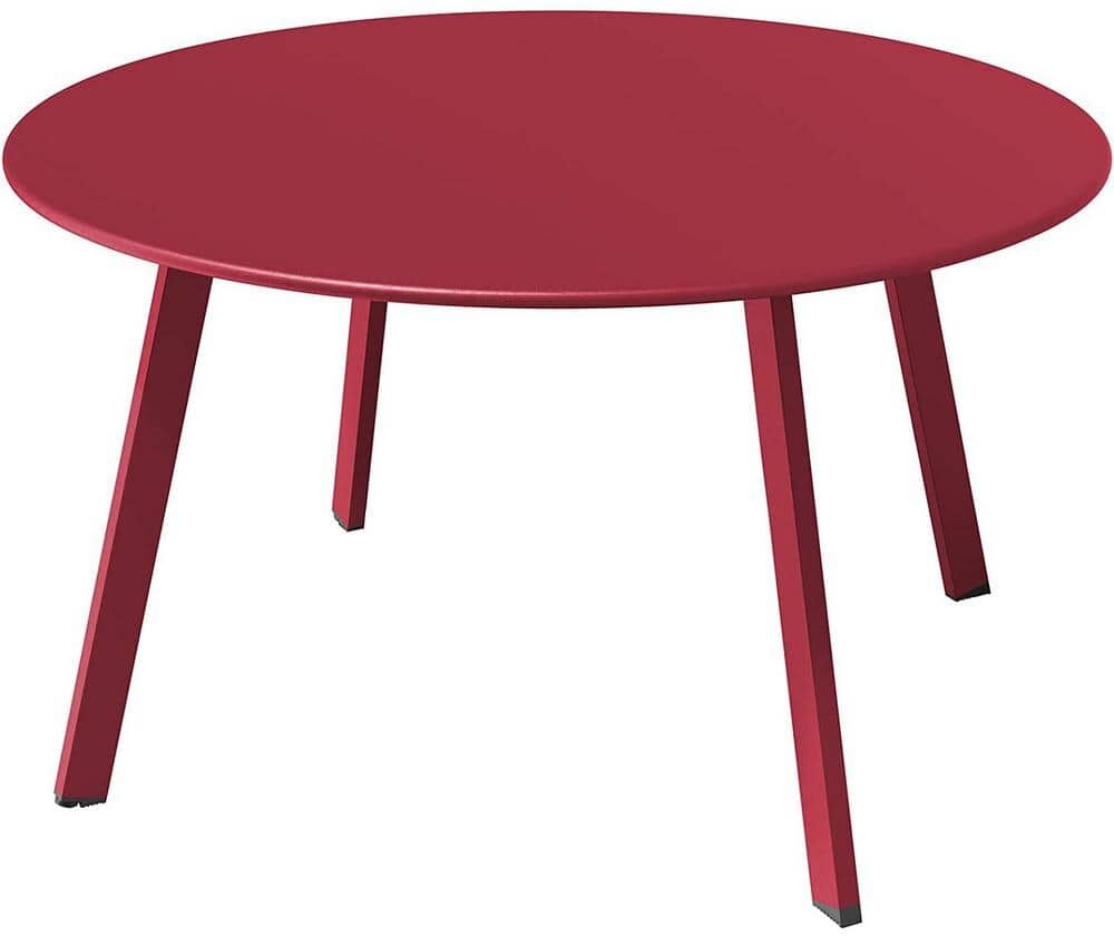 Sudzendf Red Round Metal Outdoor Coffee Table Patio Side Table