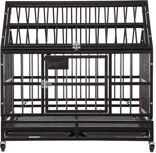 maocao hoom Heavy-Duty Metal Dog Cage in Brown Black - Medium 38 in.