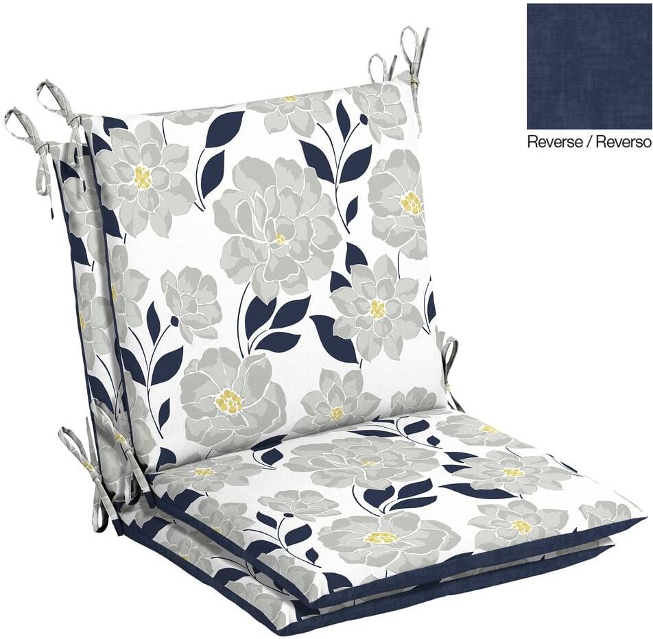 Hampton Bay Belcourt 20 in. x 17 in. One Piece Outdoor Dining Chair Cushion in Flower Show (2-Pack)