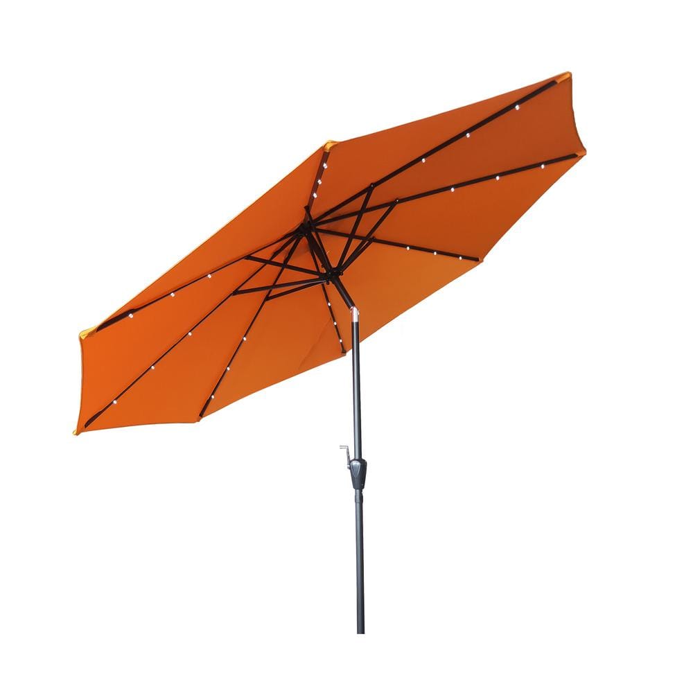 Kadehome 10 ft. Outdoor Aluminum Pole Patio Market Umbrella in Orange with LED Lights