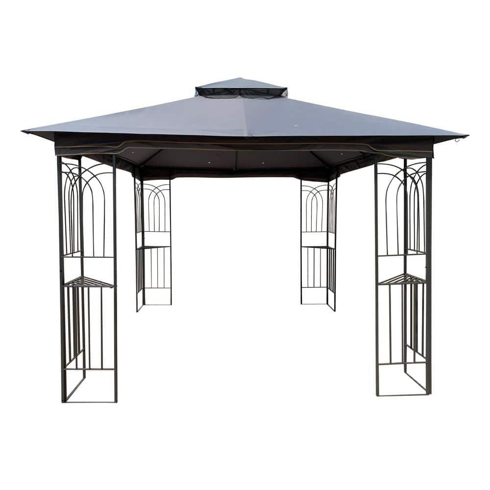 waelph 10 ft. x 10 ft. Outdoor Patio Gazebo Gray Top Canopy Tent With Ventilated Double Roof And Mosquito Net