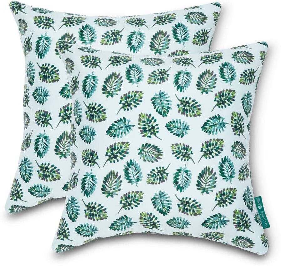 Classic Accessories Vera Bradley 18 in. L x 18 in. W x 8 in. D Outdoor Accent Throw Pillows in Seawater Palm (2-Pack)