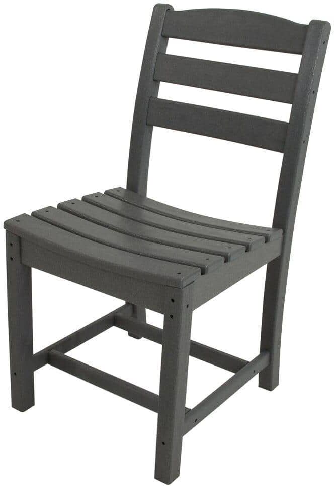 POLYWOOD La Casa Cafe Slate Grey All-Weather Plastic Outdoor Dining Side Chair